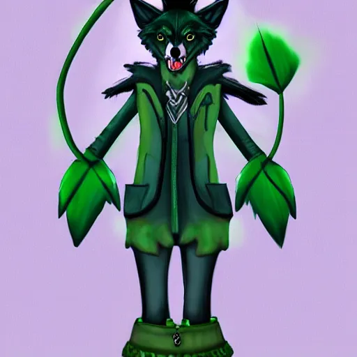 Image similar to Beautiful digital painting of an anthro anthropomorphic pastel-green wolf, Punk outfit.