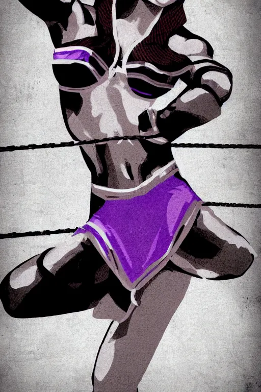 Image similar to arabian wrestling woman, cleanest posse, cleanest image without duplication, justify, parallel content, hyperrealistic anatomy body content, violet polsangi pop art, gta chinatown wars art style, sharp focus, bioshock infinite art style, incrinate, dynamic stretching, rgba color, white frame, balance proportion content