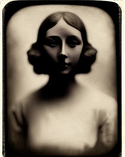 Image similar to [ [ [ [ tintype ] ] ] ] black and white dreamy young beautiful female artificial intelligence, metropolis, cinematic, rim light, bokeh, photo - realistic, elegant, high detail, 8 k, masterpiece, photo taken in 1 9 3 0