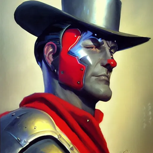 Image similar to greg manchess portrait painting of vincent valentine as overwatch character, medium shot, asymmetrical, profile picture, organic painting, sunny day, matte painting, bold shapes, hard edges, street art, trending on artstation, by huang guangjian and gil elvgren and sachin teng