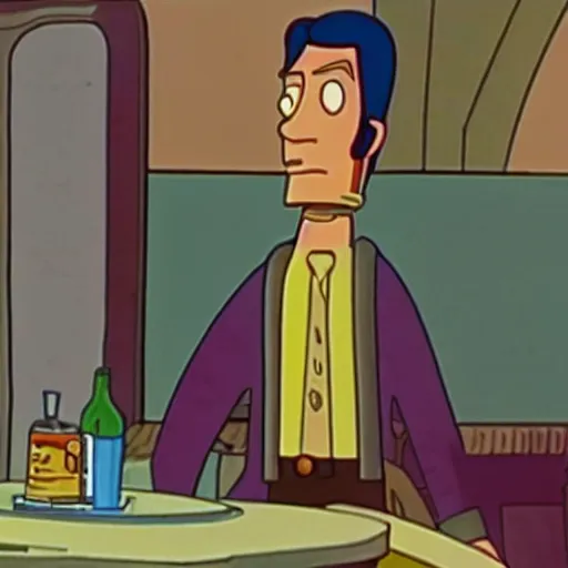 Image similar to film still of alain delon in futurama ( 1 9 9 9 ), animated serie