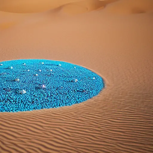 Image similar to landscape of a desert with dunes made out of Orbeez, photography