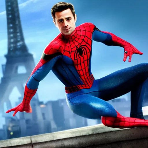 Prompt: freddie prinze jr. as spider man 8 k resolution, cinematic lighting, anatomically correct, realistic a scene from the film