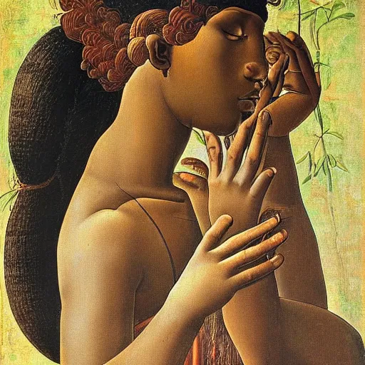 Prompt: Botticelli's Black African Venus