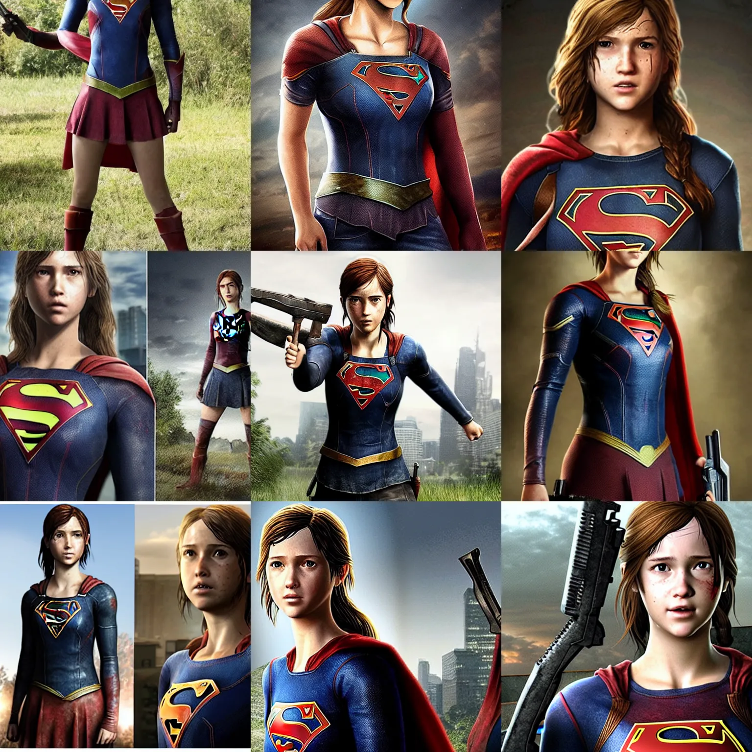 Prompt: Ellie from 'The Last of Us' as Supergirl from the CW tv show 'Supergirl'