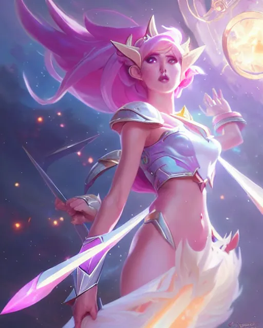 Image similar to star guardian from league of legends, character portrait, ultra realistic, concept art, intricate details, highly detailed by greg rutkowski, gaston bussiere, craig mullins, simon bisley