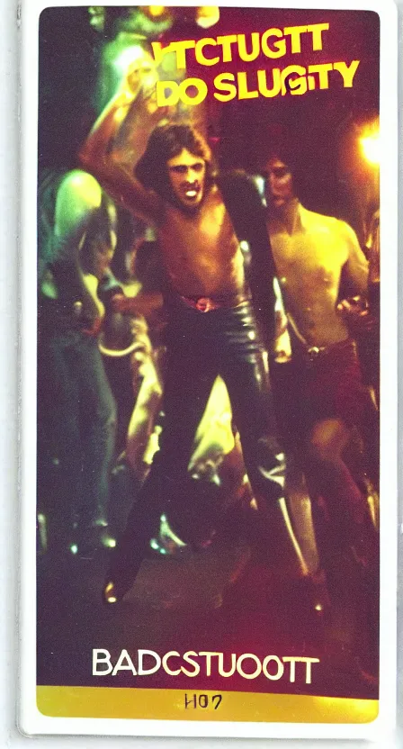 Image similar to antichrist dancing at Studio 54, disco, bright lights, 1976, bad color vhs