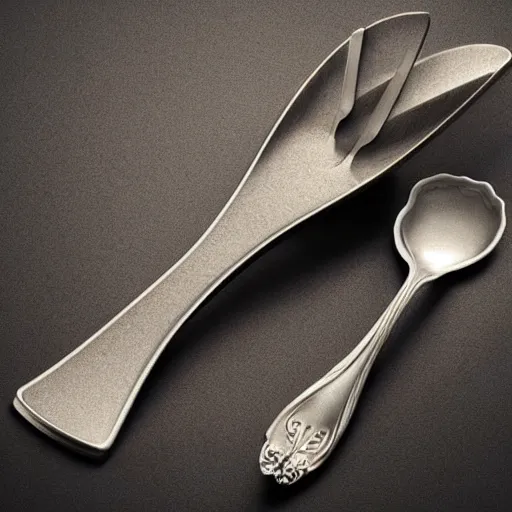 Prompt: a combination of spoon, fork and knife, highly detailed, award winning concept