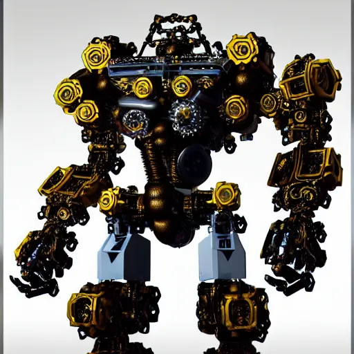 Image similar to a intricate ornate boxing humanoid mecha, punk, by war robots, real steel ( 2 0 1 1 ), westworld and pacific rim movie and ps 5 game machine warrior 5, cryengine, frostbite 3 engine, blue and yellow scheme, sharp focus, 8 k, high definition, insanely detailed, soft lighting, smooth face