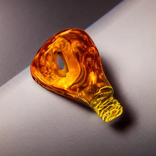 Prompt: amber with a microchip inside, realistic, detailed, high definition