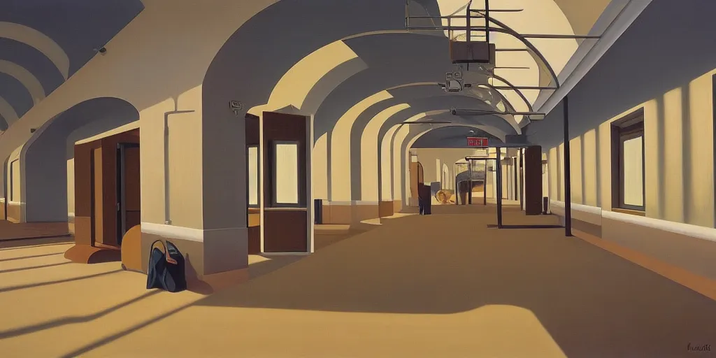 Image similar to big station hall, summer evening, kenton nelson