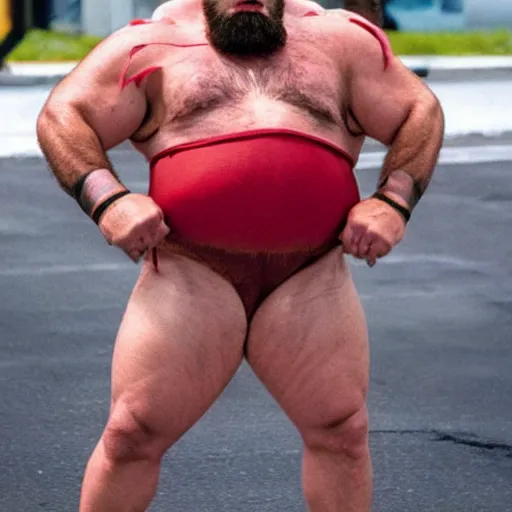 Image similar to Danny Devito staring as Zangief in the Street Fighter 2024 movie