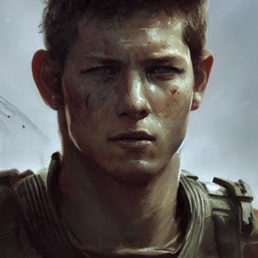 Prompt: portrait of a man by greg rutkowski, tye sheridan as a colonial marine, from aliens franchise, he is about 2 0 years old, military composure, wearing tactical gear of the colonial marines, highly detailed portrait, digital painting, artstation, concept art, smooth, sharp foccus ilustration, artstation hq