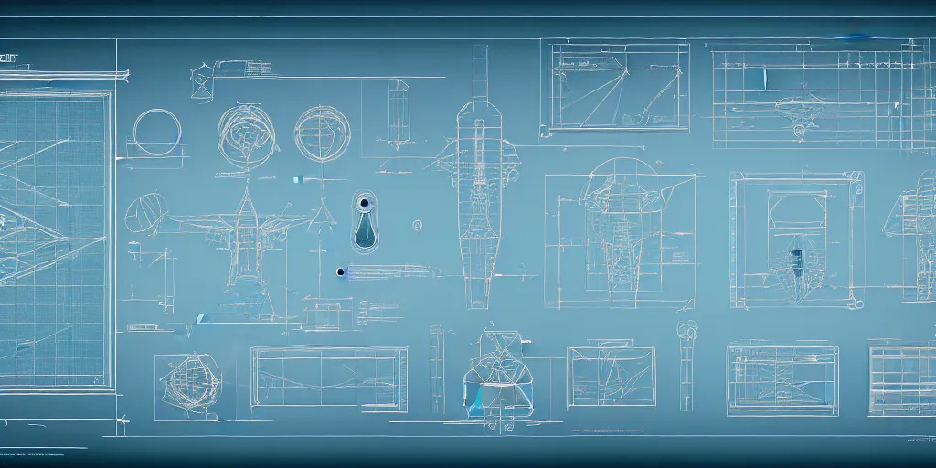 Image similar to blueprint for meme generation process, seriosly, complex geometry, detailed, artstation, 8 k, sci - fi, pastel colors, props, panel, concept, simon stalenhag, blueprint, items and gadget, big medium small, blueprint, vintage