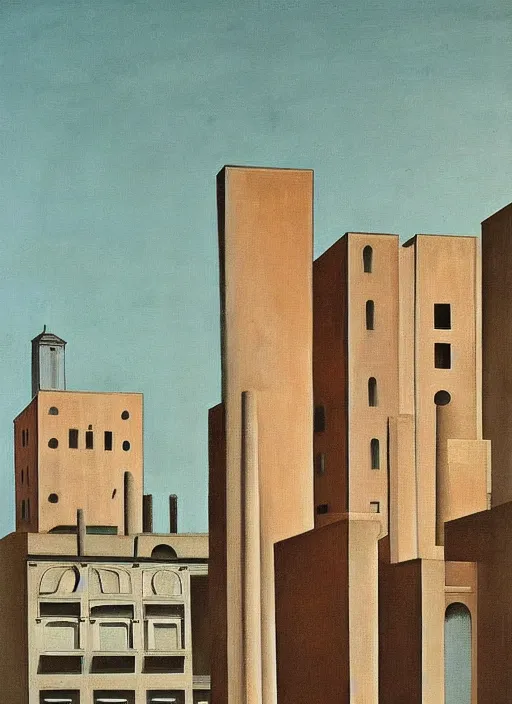 Image similar to a painting of an aldo rossi building by giorgio de chirico