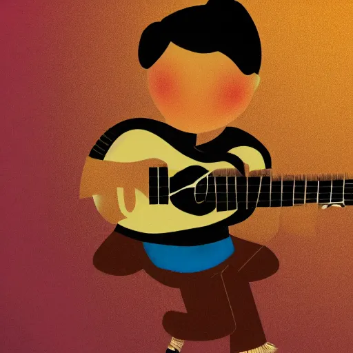 Prompt: illustration of a boy playing a ukulele