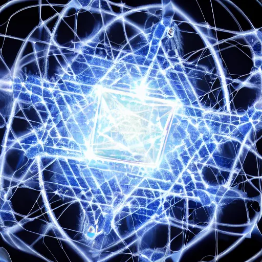 Prompt: quantum crystal which is maelstrom to other dimensions, satanic, demonic, doom, masterpiece, trending on x, 4 k