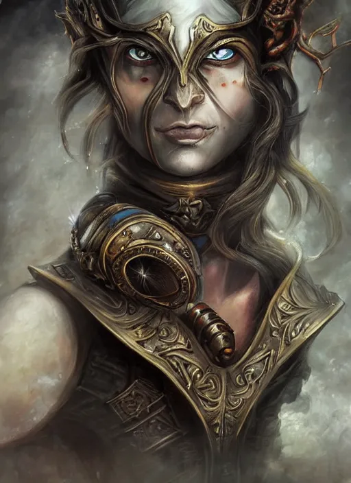 Image similar to a higly detailed airbrush portrait painting of a fantasy character, fantasy portrait, pinterest, baldur's gate, dynamic lighting, ambient lighting, deviantart