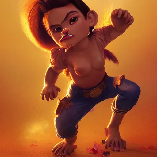 Image similar to coco bandicoot, posing heroically, heavenly, full body close-up shot, elegant, realistic character concept, high fantasy, light atmosphere, golden ratio, cinematic lighting, hyperdetailed, high resolution, insanely detailed and intricate, artstation, Marc Simonetti, Greg Rutkowski, octane render, 8k