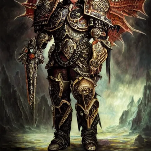 Prompt: Till Lindemann as chaos marine. epic game portrait. Highly detailed, highly recommended. fantasy art by Botticelli