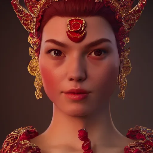 Image similar to portrait of wonderful princess of ruby with fair skin, ornate 8 k gorgeous intricate detailed, accent lighting, dramatic light, octane render