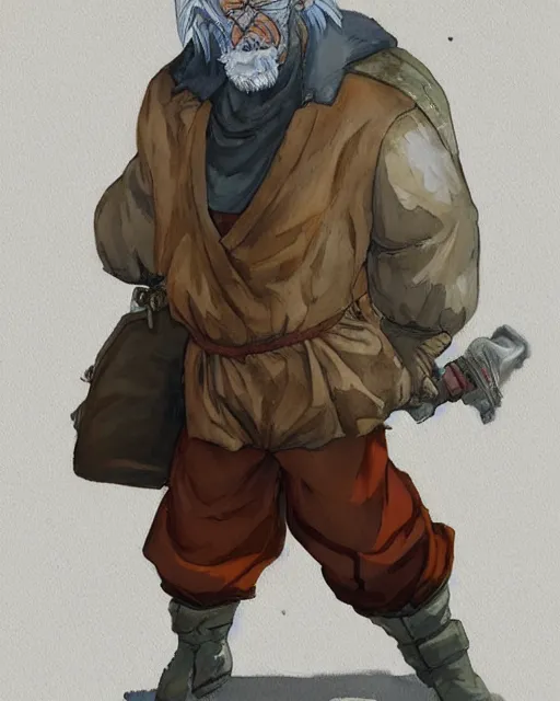 Prompt: a oil / watercolor painting full body character portrait of an old homeless saiyan mercenary in the style of moebius in the style of leonard boyarsky trending on artstation deviantart pinterest detailed photorealistic highlights and shadow hd 8 k post - processing high resolution