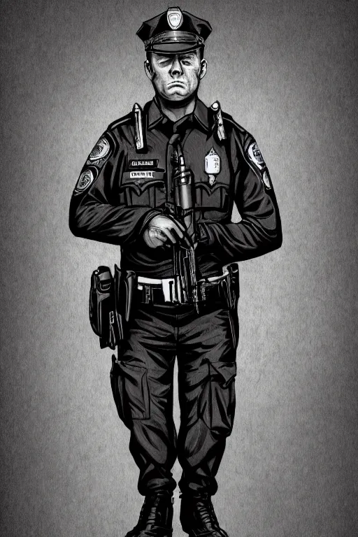 Image similar to police officer, angry, symmetrical, highly detailed, digital art, sharp focus, trending on art station