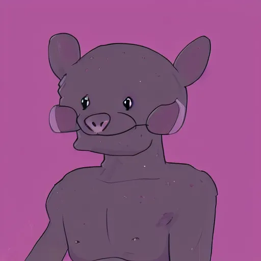 Prompt: furry ( fandom ) art of a cute anthropomorphic purple otter cartoon alien with antennas, digital art, painting, trending on furaffinity