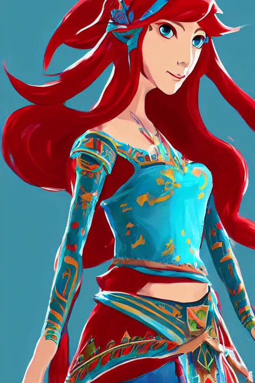 Image similar to an in game portrait of mipha from the legend of zelda breath of the wild, breath of the wild art style.