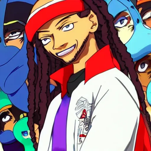 Prompt: Snoop dog is an anime protagonist
