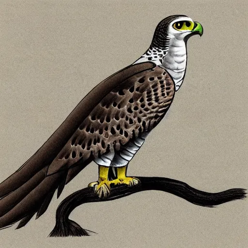 Image similar to concept art of a gyrfalcon for a nature observation game