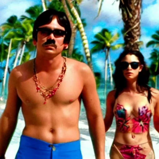 Prompt: Mario in a Harmony Korine Spring Breakers spring break forever film aesthetic!!!