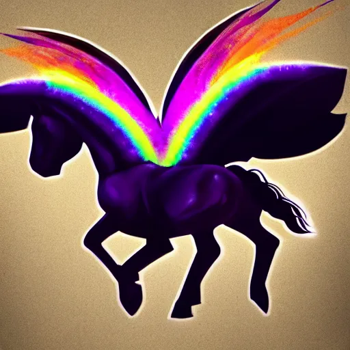 Prompt: digital illustion of a black unicorn with rainbow aura, deviantArt, artstation, artstation hq, hd, 4k resolution