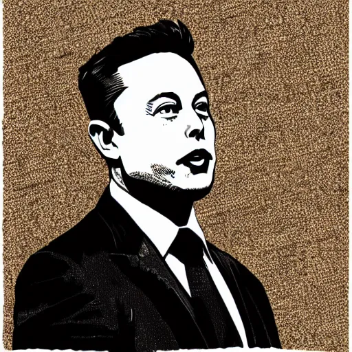 Prompt: elon musk, line drawing
