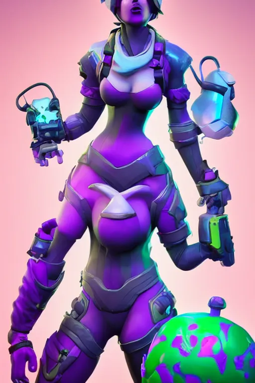 Image similar to fornite lady epic game design fanart by concept artist gervasio canda battle royale kaws radiating a glowing aura global illumination ray tracing hdr render in unreal engine 5