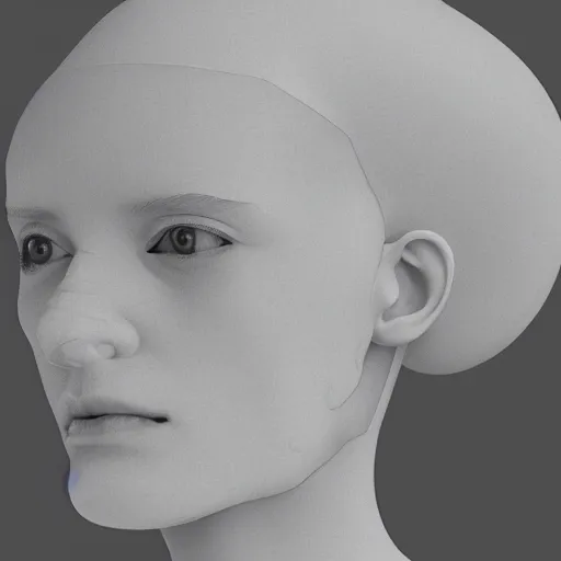 Prompt: a white marble kintsugi mannequin's head in a dark room, directed gaze, a computer rendering by hsiao - ron cheng, zbrush central, neo - figurative, volumetric lighting, physically based rendering, zbrush