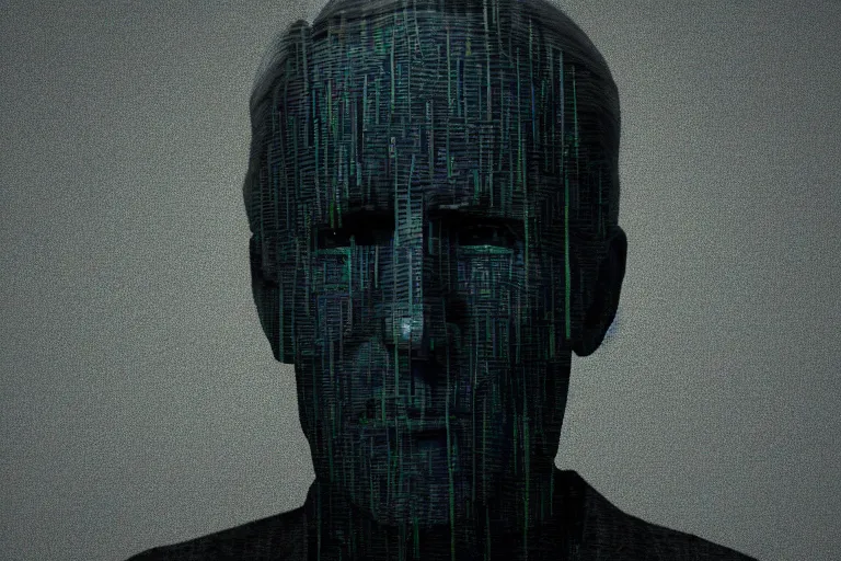 Image similar to creepy joe biden portrait stuck in the matrix, glitchy, buggy, playstation 1 graphics, low poly 3 d render, creepypasta, volumetric lighting, octane render, scary, award - winning, detailed, weird, close - up, featured on artstation, strange, off - putting, demonic, odd, atmospheric, ambient, spooky, beautiful