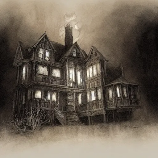 Image similar to close up of ghosts in a haunted house, pencil sketch, realistic shaded, fine details, realistic shaded lighting poster by greg rutkowski