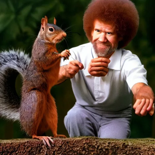 Bob Ross Fighting A Squirrel, Award Winning Photo, 4K | Stable Diffusion |  Openart