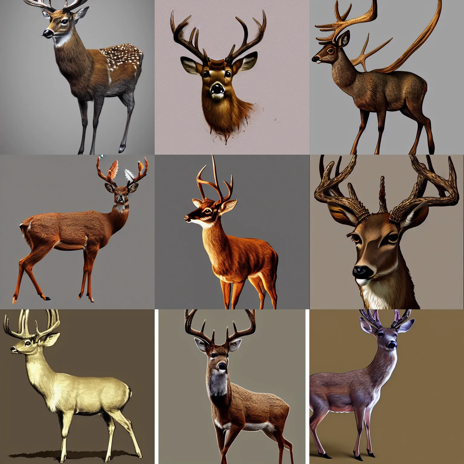 Prompt: a deer, bird feathers, trending on artstation, highly detailed, full body