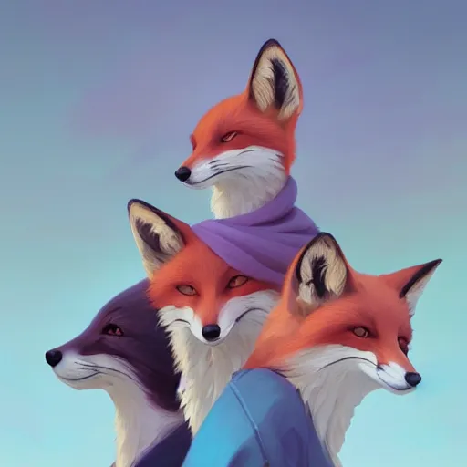 Prompt: painted portrait of a family portrait of foxes, fantastically pastel colors, octane render, matte painting concept art, official fanart behance hd artstation by jesper elsing, by rhads and makoto shinkai and lois van baarle and ilya kuvshinov and rossdraws