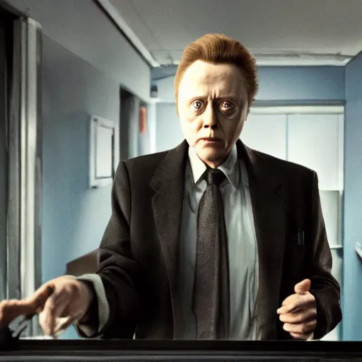 Image similar to Christopher Walken as the G-man, film still from the Half-life movie, detailed, 4k