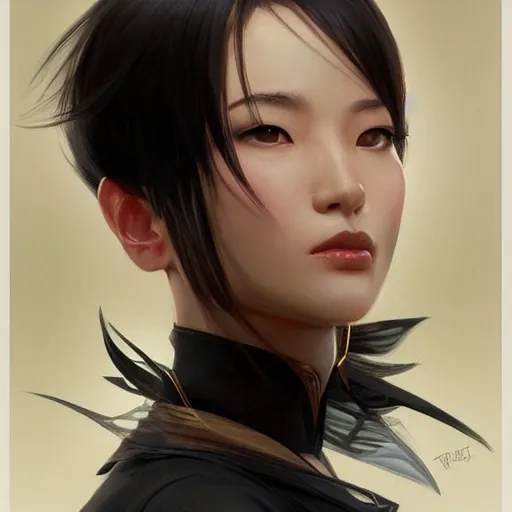 Prompt: shining nikki, qin yi, young male, chinese, black hair, short hair, mark under right eye, elegant, highly detailed, sharp focus, artstation, digital painting, by artgerm and greg rutkowski and alphonse mucha