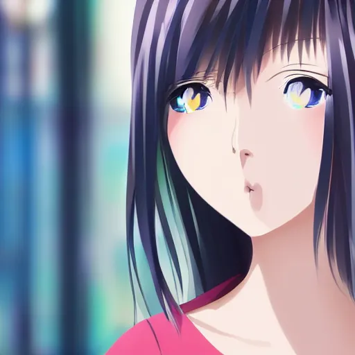 Image similar to cute anime girl caught on cctv camera, pretty face, beautiful face, photorealistic