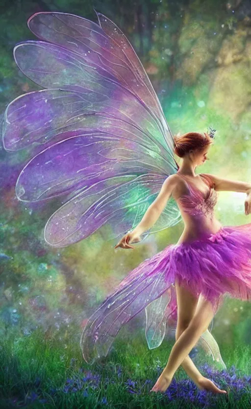 Prompt: fairy dancing, photography, ultra realistic, highly detailed, bright