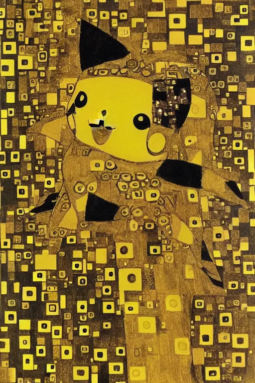 Image similar to Pikachu by Gustav Klimt