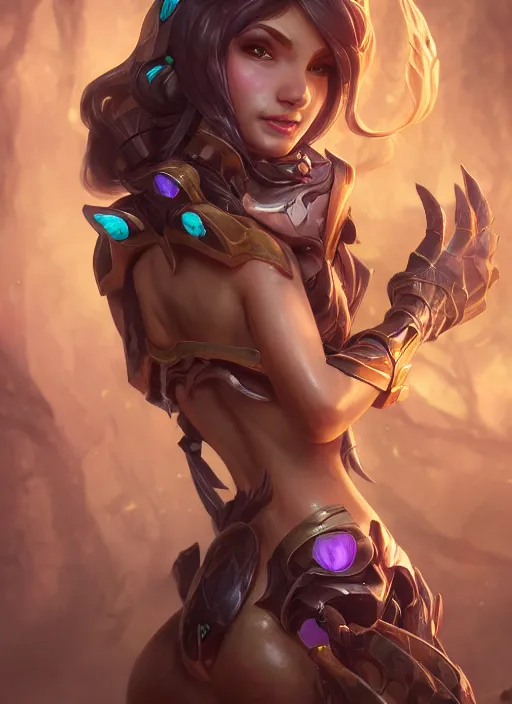 Image similar to elise, from league of legends, au naturel, hyper detailed, digital art, trending in artstation, cinematic lighting, studio quality, spider. smooth render, unreal engine 5 rendered, octane rendered, art style by klimt and nixeu and ian sprigger and wlop and krenz cushart