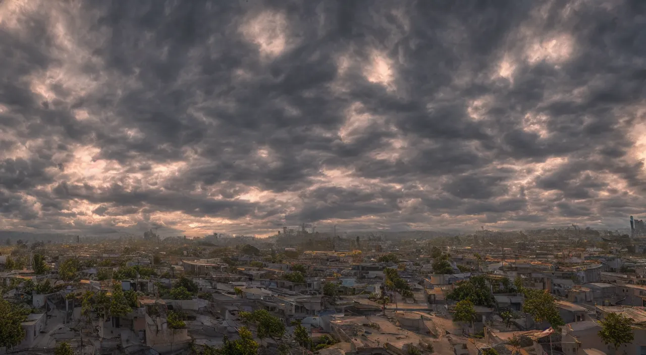 Prompt: hdr map of evening sky, photorealistic, hyper detailed, hyper realistic, houdini, vfx, unreal engine 5, octane render, arnold render, vray render, 8 k