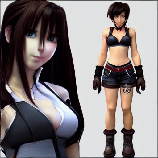 Image similar to aerith gainsborough mixed with tifa lockhart