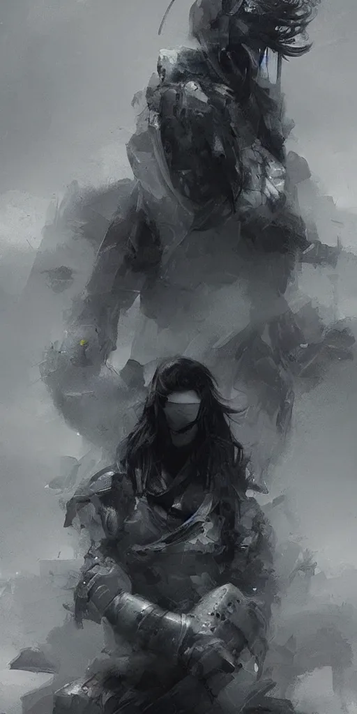 Prompt: grey low contrast scene, soft, sad, misty, by ruan jia and android jones and wadim kashin